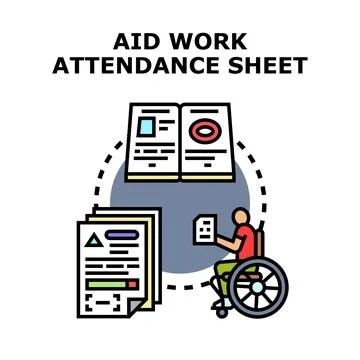 Aid work attendance sheet information process Stock Illustration
