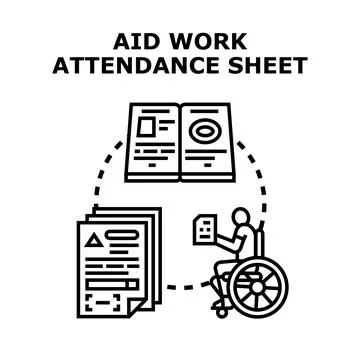 Aid work attendance sheet information process Stock Illustration