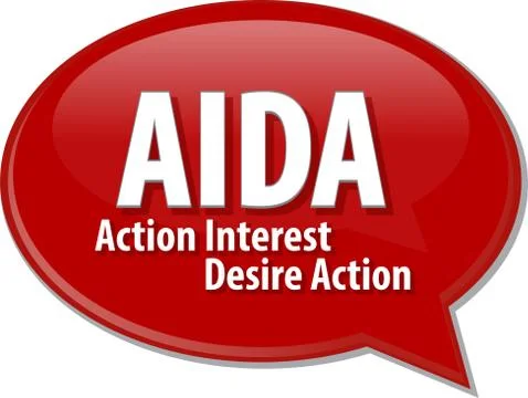 AIDA acronym word speech bubble illustration Stock Illustration