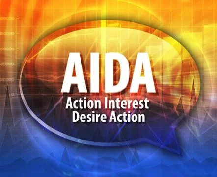AIDA acronym word speech bubble illustration Stock Illustration