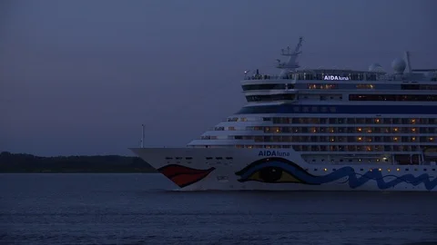 AIDA Luna on the river Elbe Stock Footage 119704626