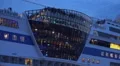 AIDA Stella theatrium deck closeup leaving harbour evening HD Footage
