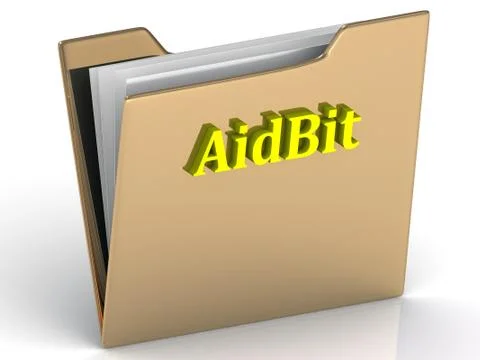 AidBit- bright letters on a gold folder on a white background Stock Illustration