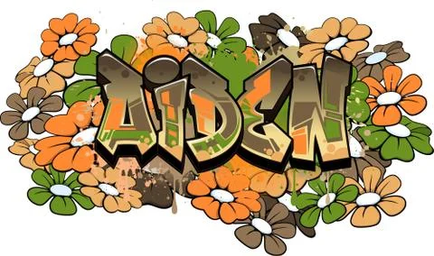 Aiden Graffiti Text Logotype Design Stock-Illustration