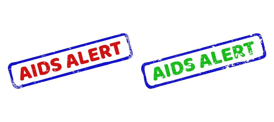 AIDS ALERT Bicolor Rough Rectangular Stamp Seals with Corroded Surfaces Stock Illustration