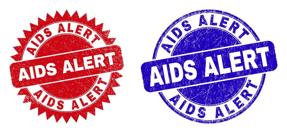 AIDS ALERT Rounded and Rosette Watermarks with Corroded Style Stock Illustration