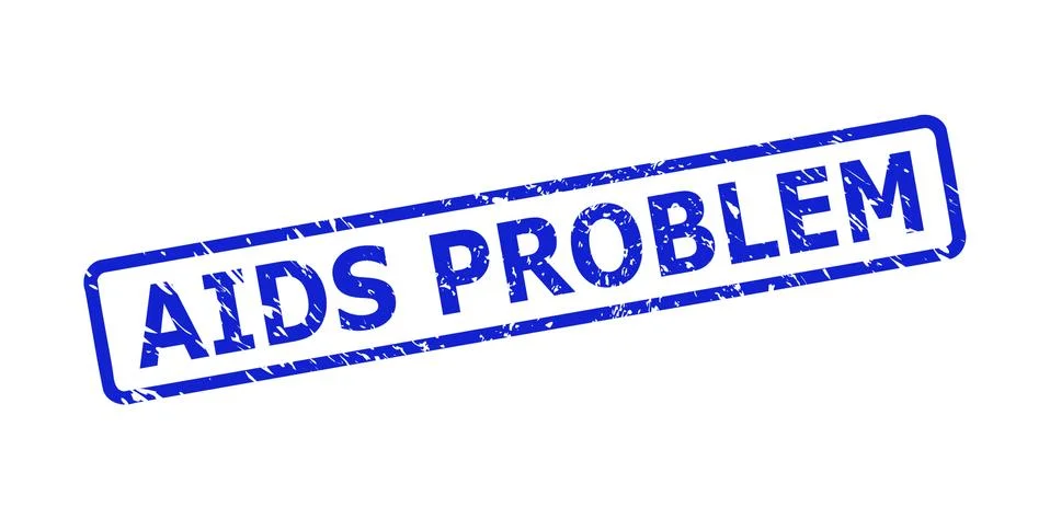 AIDS PROBLEM Stamp Seal with Rubber Texture and Rounded Rectangle Frame Stock-Illustration