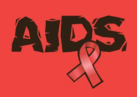 AIDS with Red ribbon Stock Illustration