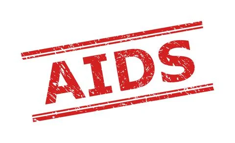AIDS Stamp with Corroded Texture and Double Parallel Lines Stock Illustration