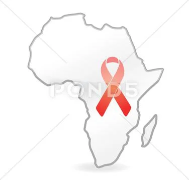 Aids symbol over africa map illustration Stock Illustration