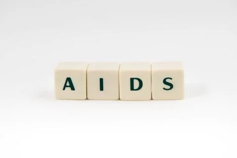 AIDS white cube text on white background Stock Photos