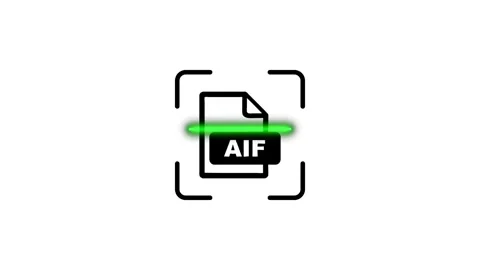 Aif audio file format icon scanning with laser light effect in digital anim.. Stock Footage 346498289