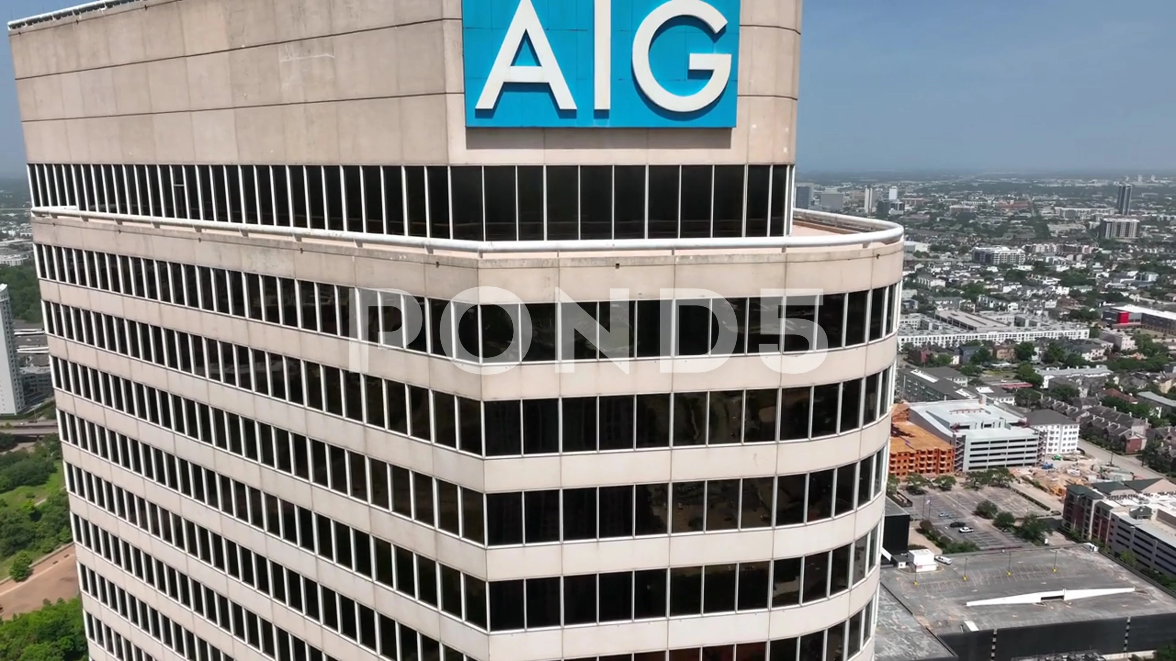 AIG company building with American flag.... | Stock Video | Pond5