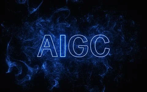 AIGC concept, logo of AIGC, 3d rendering. Stock Illustration