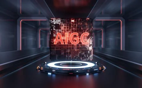 AIGC with technology background, 3d rendering. Stock Illustration