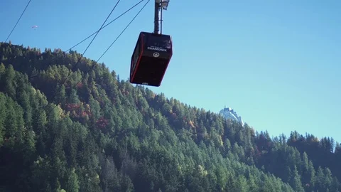 Aiguille Du Midi Cable Car with Autumn Forest at Chamonix Video stock 84020166