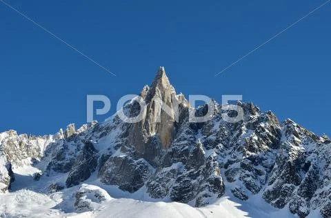 The aiguilles du midi mountain range in chamonix Stock Photos