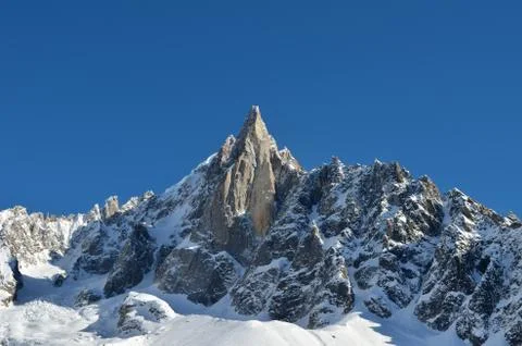 The aiguilles du midi mountain range in chamonix Stock Photos