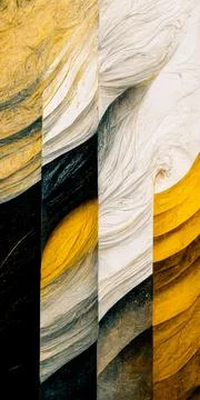 AIi generated vertical abstract artwork with yellow black and white colors imita Stock Illustration