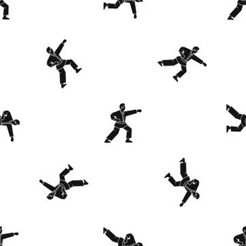 Aikido fighter pattern seamless black Illustrazione stock