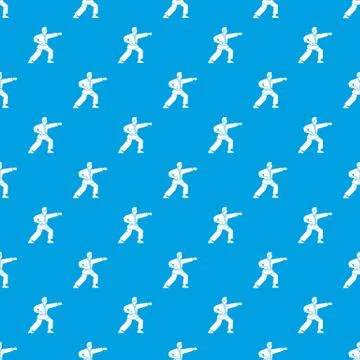 Aikido fighter pattern seamless blue Illustrazione stock