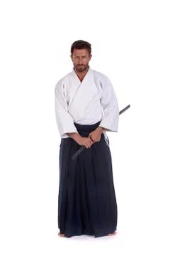 Aikido master standing still Stock Photos