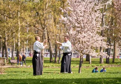 Aikido training in the park Stock Photos