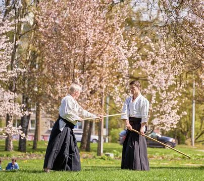 Aikido training in the park Stock Photos