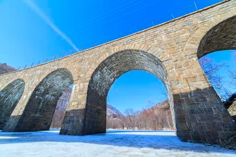 Ailway stone arch bridge Stock Photos