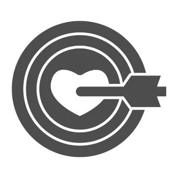 Aim and arrow to heart solid icon, valentine day concept, target love and arrow Stock Illustration