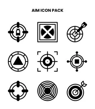 Aim DuoTone Set Icons Pack Stock Illustration