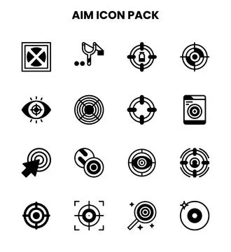 Aim DuoTone Set Icons Pack Stock Illustration