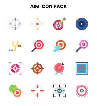 Aim Flat Bundle Icons Pack Stock Illustration