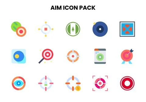 Aim Flat Collection Icons Pack Stock Illustration