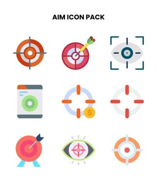 Aim Flat Design Icons Pack Stock Illustration