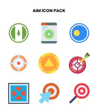 Aim Flat Design Icons Pack Stock Illustration