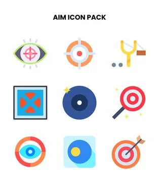 Aim Flat Icons Pack Stock Illustration