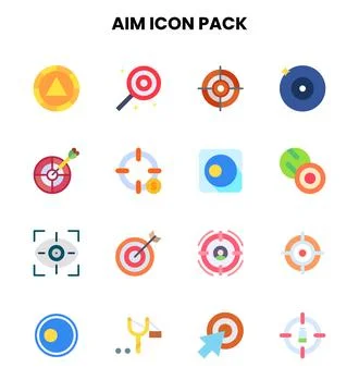 Aim Flat Scalable Icons Pack Stock Illustration