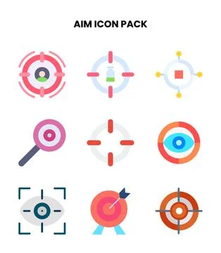 Aim Flat Vector Icons Pack Ilustración de archivo