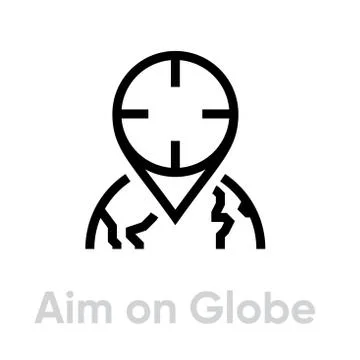 Aim on Globe Target icon. Editable line vector. Illustrazione stock
