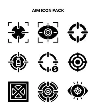 Aim Glyph Collection Icons Pack Stock Illustration