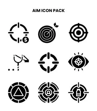 Aim Glyph Icons Pack Stock Illustration