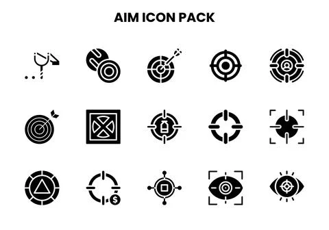 Aim Glyph Icons Pack Illustrazione stock