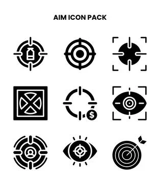 Aim Glyph Vector Icons Pack Stock Illustration