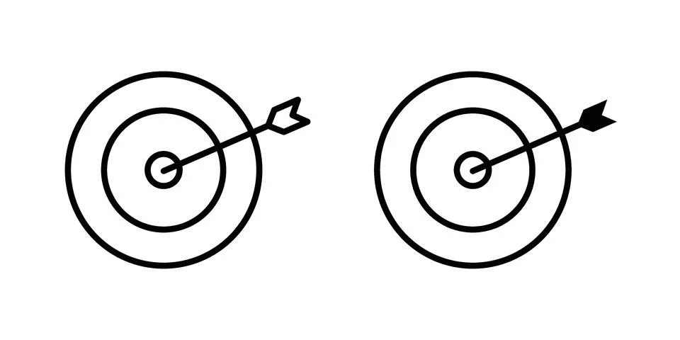 Aim icon silhouette vector set. thin line pack Illustrazione stock