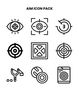 Aim Line Design Icons Pack Stock Illustration