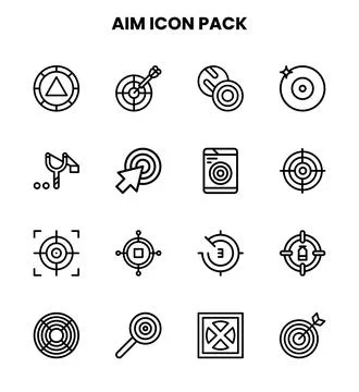 Aim Line Graphics Icons Pack Stock Illustration