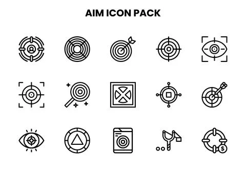 Aim Line Graphics Icons Pack Stock Illustration