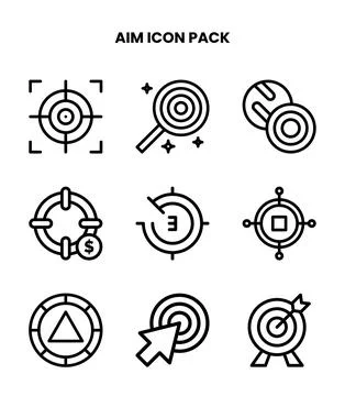 Aim Line Set Icons Pack Stock Illustration