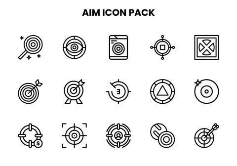 Aim Line Set Icons Pack Stock Illustration